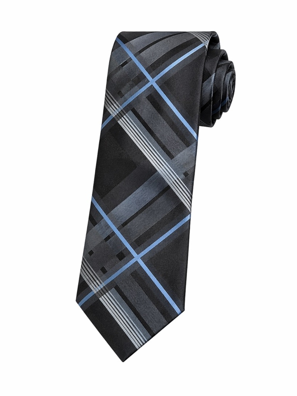 Calvin Klein Black/Gray/Blue Plaid Tie